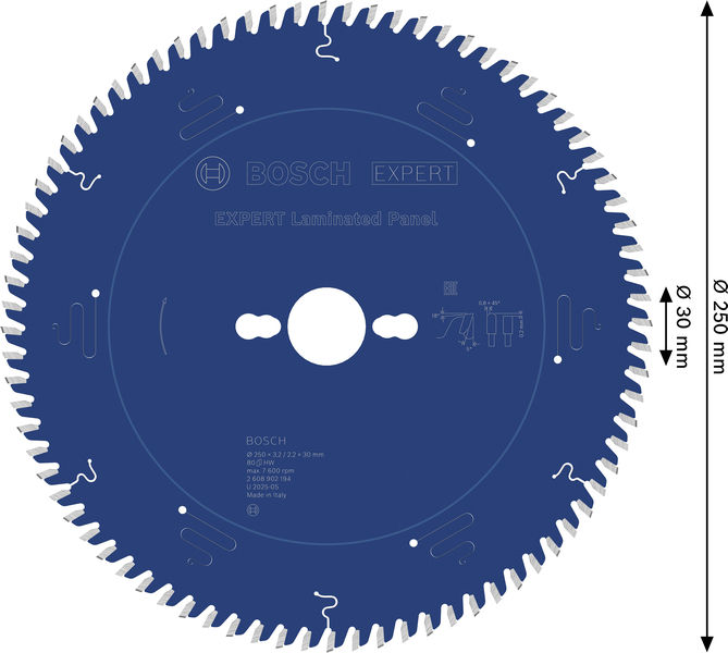 BOSCH EXPERT Laminated Panel Kreissägeblatt, 250x30 mm, Z80