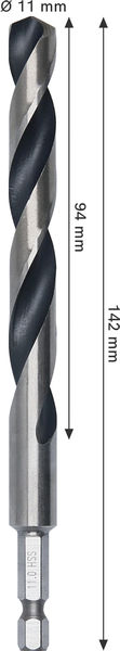 BOSCH Metal HSS Spiralbohrer, 11 x 94 x 142 mm, HEX 1/4“ Schaft