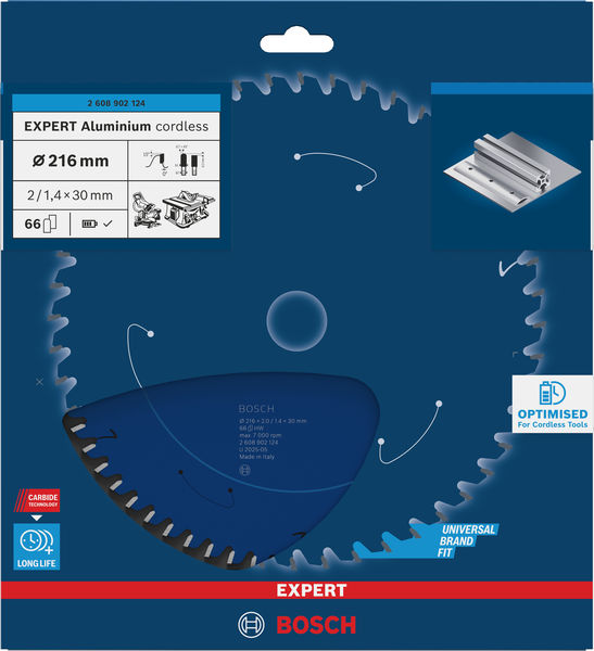 BOSCH EXPERT Aluminium Kreissägeblatt, 216x30 mm, Z66